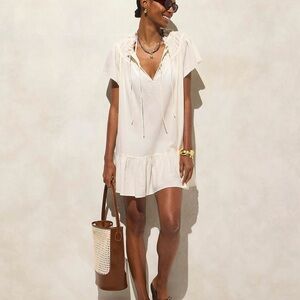 NWT J. Crew Airy Gauze Babydoll Dress In Ivory Cream Cotton L